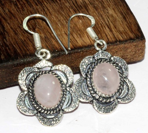 Orecchini quarzo rosa - rosa, placcato